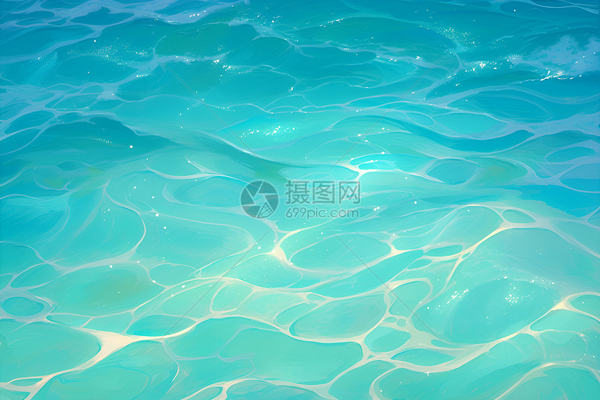 海面上的波浪插画图片