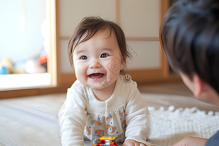 宝宝嬉笑地板幼稚高清图片