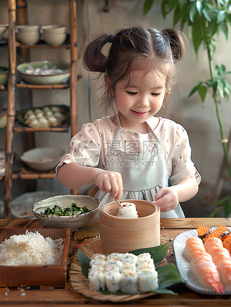 烹饪的孩子图片