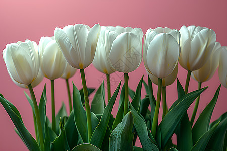 白色郁金香的花束图片