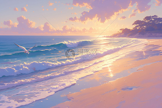 黎明时分的海滩图片