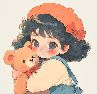 抱着泰迪熊的可爱女孩图片