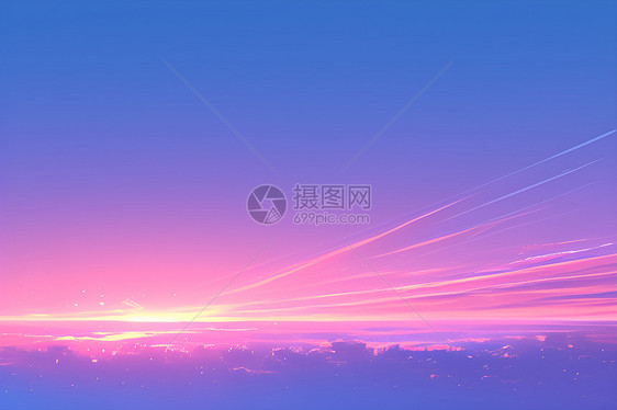 夕阳余晖下色彩图片