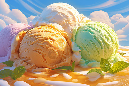 蓝天下的冰淇淋图片