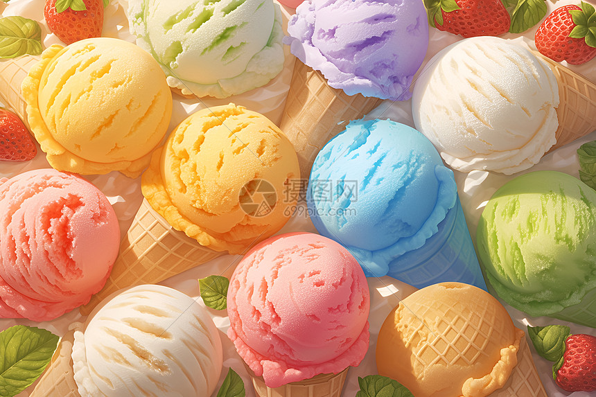 五彩缤纷的冰淇淋图片