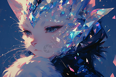 钻石覆盖的奇幻猫咪背景图片