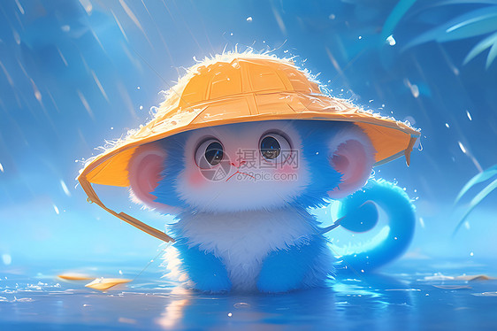 雨中的小猴子图片
