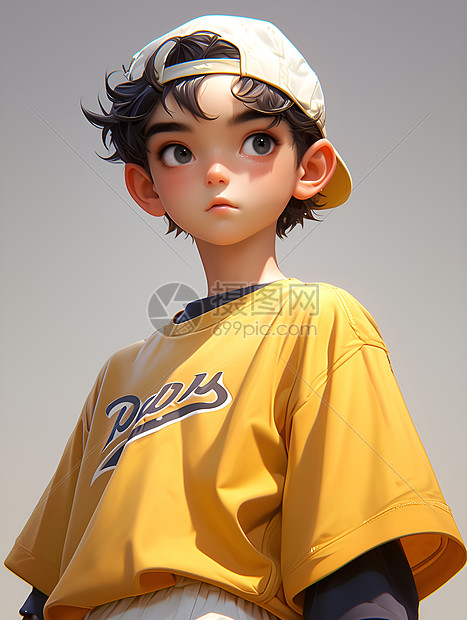 少年戴着棒球帽图片