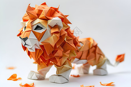 折纸狮子背景图片