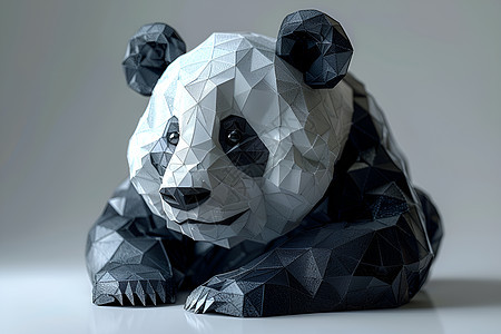 黑白熊猫纸艺摆件图片
