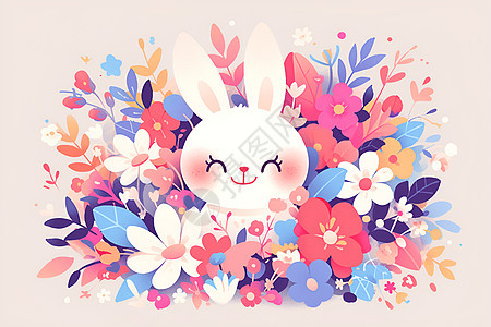 可爱的小兔子插画图片