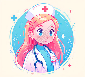 一位戴着听诊器的护士插画
