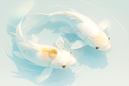 两条白色鱼儿图片
