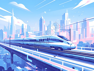 未来都市中的高速列车图片