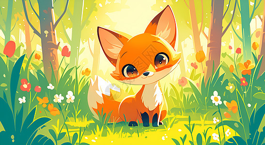 森林中嬉戏的小狐狸图片