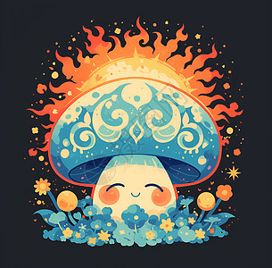 可爱的蘑菇插画图片
