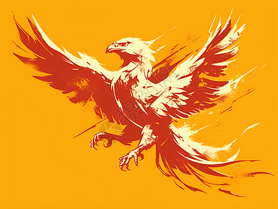 金色背景翱翔的老鹰插画