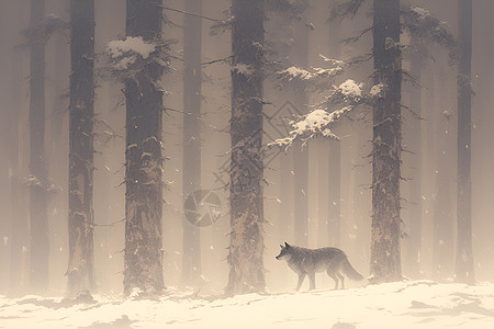 森林中徘徊的狼图片