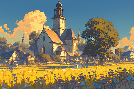 乡村教堂图片