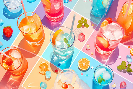 色彩缤纷的甜品饮料图片