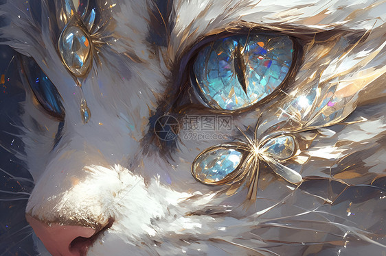 猫咪眼睛旁的钻石图片
