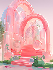 粉红楼梯建筑图片