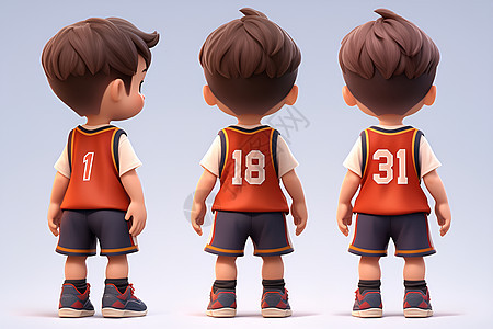 卡通男孩穿着篮球运动服图片