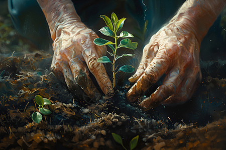 植树人的手背景图片