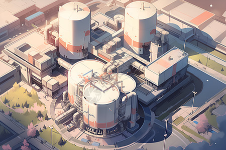 工业区中的核电厂图片