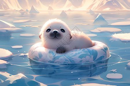 冰海仙境中的幸福海豹图片