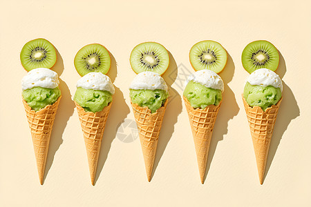 猕猴桃味的冰淇淋图片