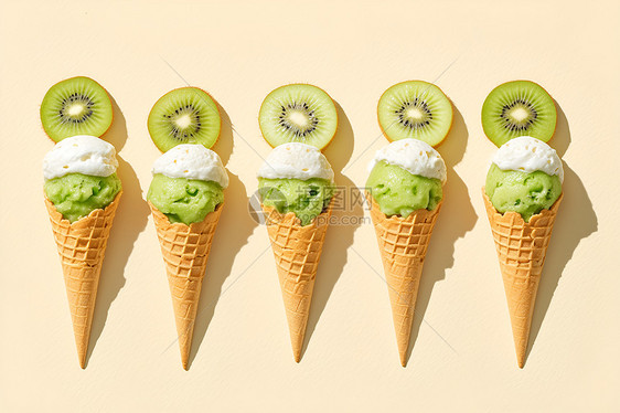 猕猴桃味的冰淇淋图片