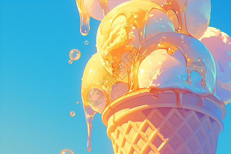 多彩冰激凌冰淇凌融化为糖浆插画