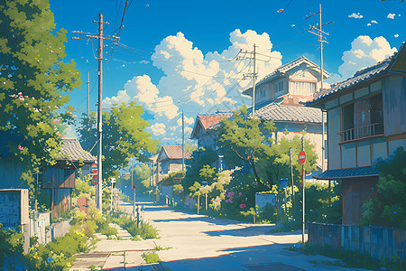 蓝天下的小镇图片