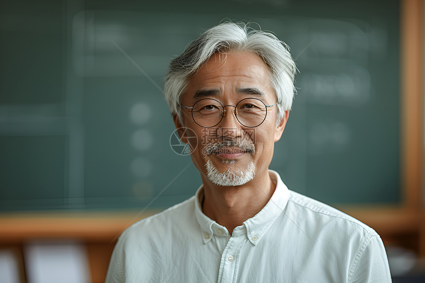 黑板前的男教师图片