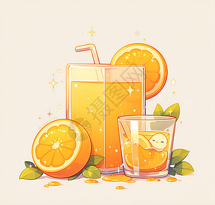 一杯橙汁一杯橙汁饮料高清图片