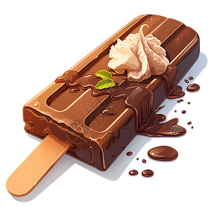 巧克力冰棒上的奶油背景图片