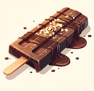 融化的巧克力冰棒背景图片
