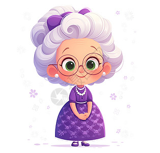 可爱的老奶奶戴着圆眼镜图片