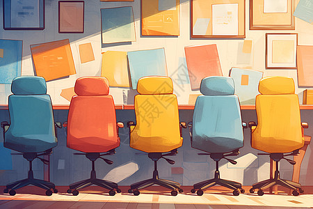 办公室里五彩缤纷的椅子图片