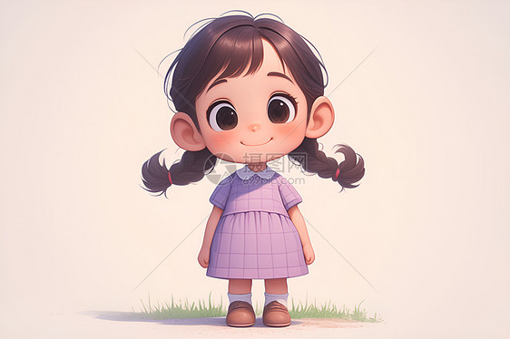 草地上的小女孩图片