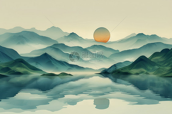 山水插画风景图片