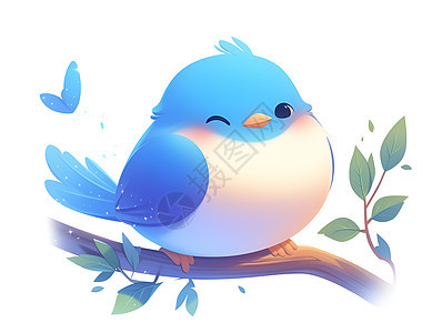 可爱的蓝色小鸟背景图片