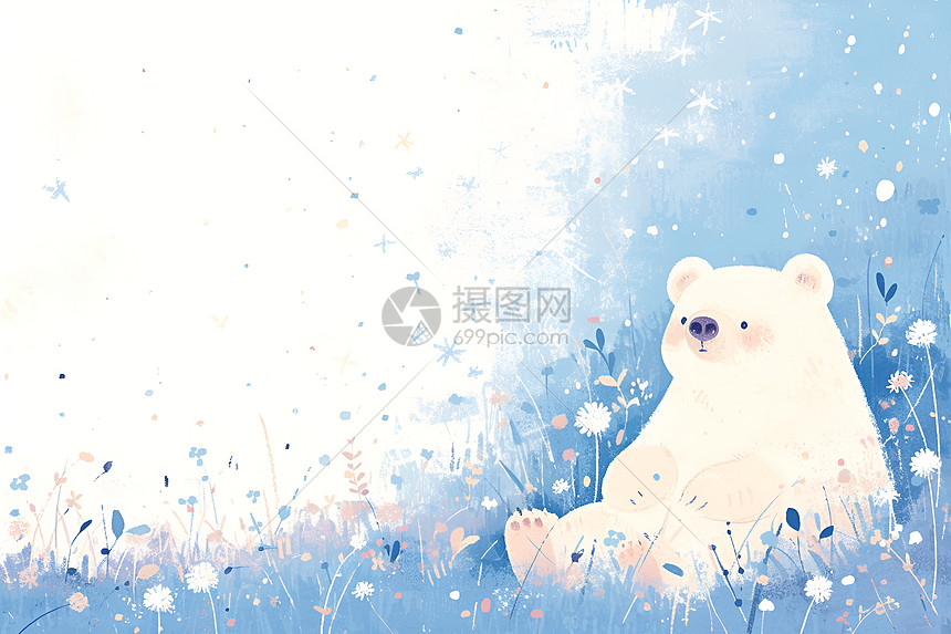 可爱的动物白熊插画图片
