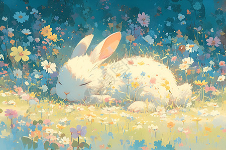 兔子在花丛中图片