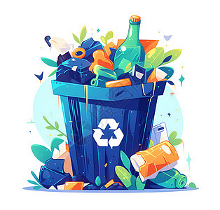 绿色环保垃圾桶背景图片