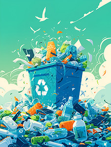 废物回收垃圾桶图片