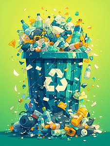 垃圾桶中的废品大杂烩图片