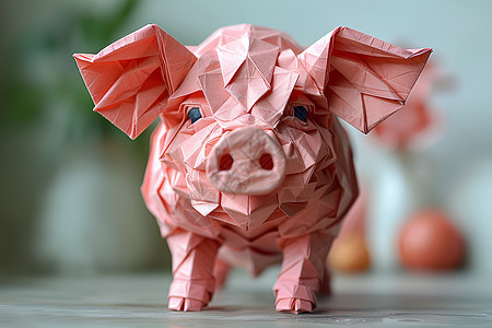 折纸小猪与花束图片