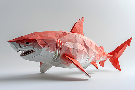 红色鲨鱼折纸图片